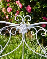 "Ophelia" Wrought iron Two Seater Garden Bench Close up of Backrest Detailing
