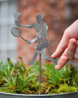 Badminton Artistic Plant Pot Spike - Set of Two with hand in shot for scale