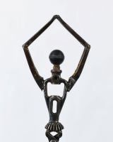 Close up of Recycled Metal Ballerina Sculpture arms and head