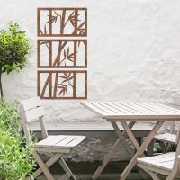 Bamboo Wall Art in Situ Above a Wooden Table & Chair Set