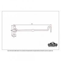 16" "Barletta" Forged Iron Cabin Hook Dimensions 16" "Barletta" Forged Iron Cabin Hook Dimensions