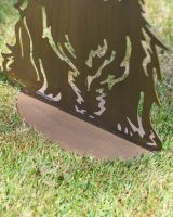 Close up of freestanding base on yorkie garden silhouette Close up of freestanding base on yorkie garden silhouette