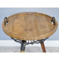 Close-up of the Wooden removable Surface o the Top of the Side Table