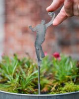 Basketball Player Artistic Plant Pot Spike - Set of Two Natural with hand in shot for scale