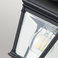 "Mentmore" Traditional Porch Lantern in Midnight Black Close Up Glass Detail