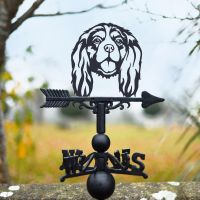 Cavalier King Charles SpanielDog Weathervane in Use on a Roof Vertically 