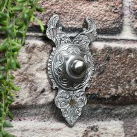 "Rosemont Hall" Exquisitely Ornate Satin Chrome Bell Push  "Rosemont Hall" Exquisitely Ornate Satin Chrome Bell Push