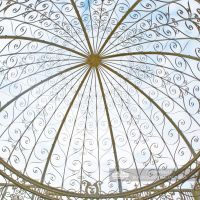 View of the Ceiling of the "The Royal Alexandria" Cream Wrought Iron Gazebo