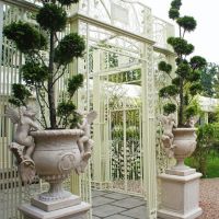 View of the Doors on the "The Royal Alexandria" Cream Wrought Iron Gazebo