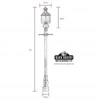 Detailed dimensions of 2.9m Belgravia Lamp post set