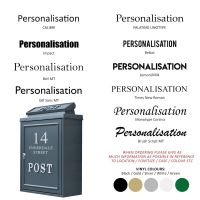 Personalisation options on traditional wall mounted post box Personalisation options on traditional wall mounted post box