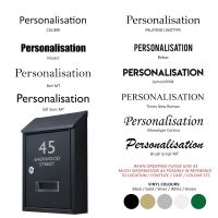Personalisation options for modern wall mounted post box Personalisation options for modern wall mounted post box