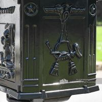 Side of cast aluminium post box Side of cast aluminium post box