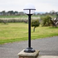 Modern driveway lighting, round lantern black lamp post