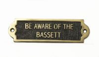 Brass Bassett Hound Be Aware of the Dog Sign