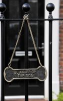 Brass "Be Aware of the Dog" Hanging Sign