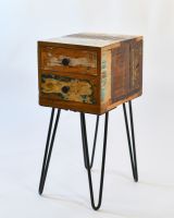 Recycled Wood 2 Drawer Bedside Table