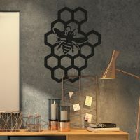 Black Bee Honeycomb Wall Art in Situ 