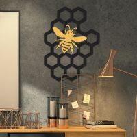 Black & Gold Honeycomb and Bee Wall Art 