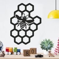 Bee Honeycomb Wall Art in Black