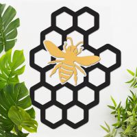 Black & Gold Honeycomb Wall Art in Situ 