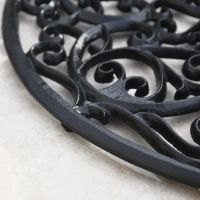 Close-up of the Black Finish on the "Belleview" Half Moon Heart Doormat
