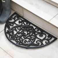 "Belleview" Half Moon Heart Doormat in Situ by a Door