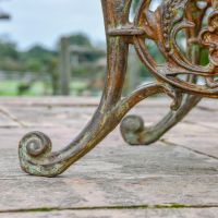Close up of Aged Rustic finish on Bench feet