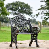 Aged Black Cast Iron Gothic Single Seater  Aged Black Cast Iron Gothic Single Seater