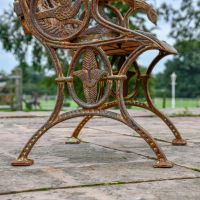Close up of Cast Iron Rustic Bench Feet 