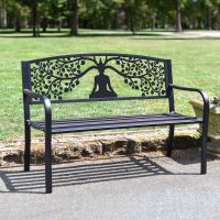 Bespoke "Eternal Growth" Buddha Iron & Steel Park Bench in Black Bespoke "Eternal Growth" Buddha Iron & Steel Park Bench in Black