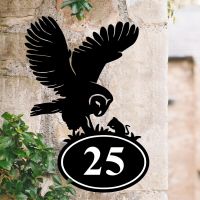 Bespoke Barn Owl House Number Sign On Stone Wall