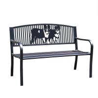 Close-Up of Bespoke Border Collie Pair Iron & Steel Park Bench in Black Close-Up of Bespoke Border Collie Pair Iron & Steel Park Bench in Black