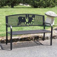 Black Bespoke Border Collie Pair Iron & Steel Park Bench Black Bespoke Border Collie Pair Iron & Steel Park Bench