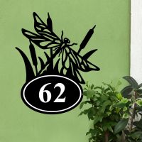 Bespoke Dragonfly House Number Sign On Green Background