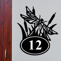 Bespoke Dragonfly House Number Sign On Grey Background
