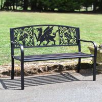 Bespoke Welsh Dragon Iron & Steel Park Bench in Black Bespoke Welsh Dragon Iron & Steel Park Bench in Black