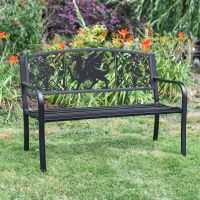 Iron & Steel Park Bench in Black with Bespoke Welsh Dragon Design Iron & Steel Park Bench in Black with Bespoke Welsh Dragon Design