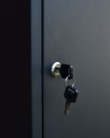 Bexley wall-mounted parcel box in Black door key close up