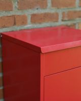 Red Bexley Wall Mounted Parcel Box Close up of lid Red Bexley Wall Mounted Parcel Box Close up of lid