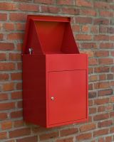 Red Bexley Wall Mounted Parcel Box Open Lid Red Bexley Wall Mounted Parcel Box Open Lid