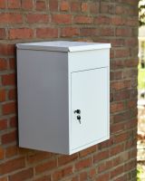 White Bexley Wall Mounted Parcel Box Side View