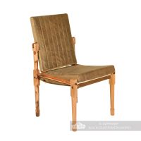 Mango Wood & Olive Leather Chair 
