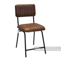 Iron & Dark Tan Goat Leather Dining Chair
