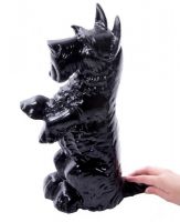 Black Cast Iron Life-size Sitting Dog Door Stop
