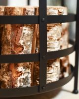 Close-Up of Black "Basket" Log Holder Close-Up of Black "Basket" Log Holder