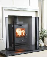 Black "Fortress" Curved Three Fold Fireguard