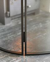 Close-Up of Arched Design on Black "Fortress" Curved Three Fold Fireguard