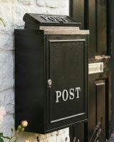 Black "Oxford" Wall Mounted Post Box with Silver Text digital illustration