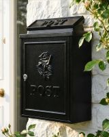 Black "Oxford Rose" Wall Mounted Post Box digital illustration